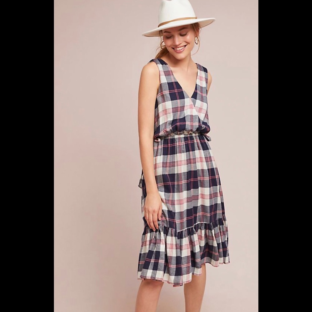 NWT Anthropologie Dickens Plaid Dress Sz. M